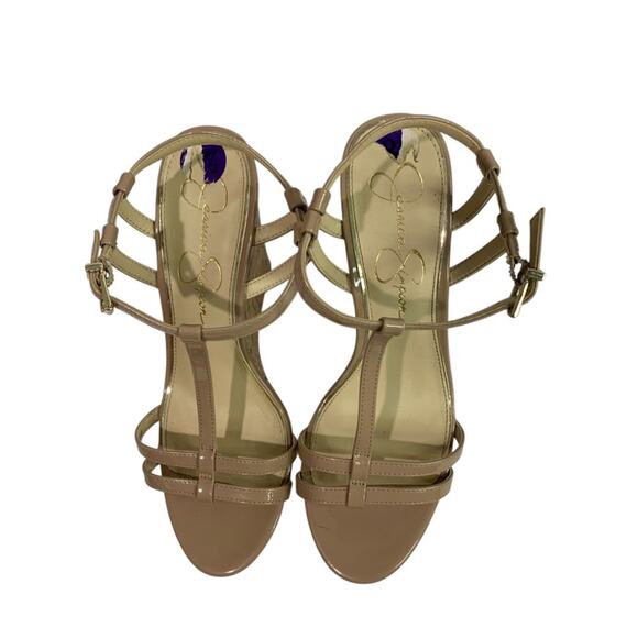 Size 8.5M Jessica Simpson Cork Wedge Platform Sandals Taupe - Picture 6 of 10